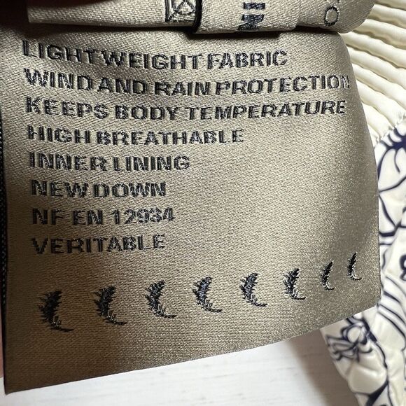 Odri White Blue Abstract Quilted Full Zip Feather Down Jacket Women's Si… - Picture 9 of 13